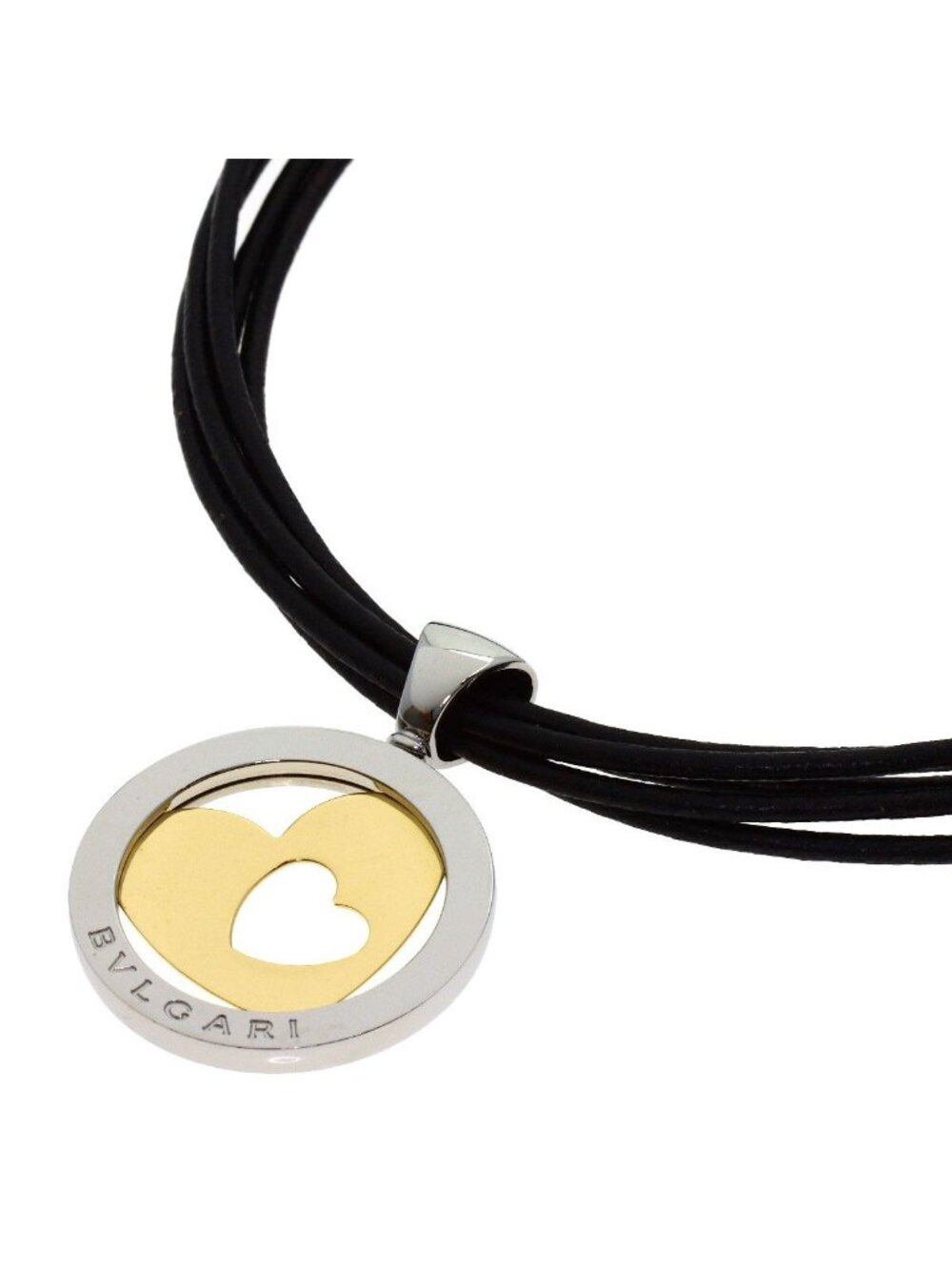 Bvlgari Tondo Heart Necklace 18k Yellow Gold SS